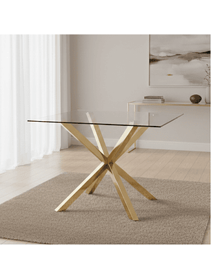 Mesa Madrid Gold Cuadrada de Vidrio 100cm