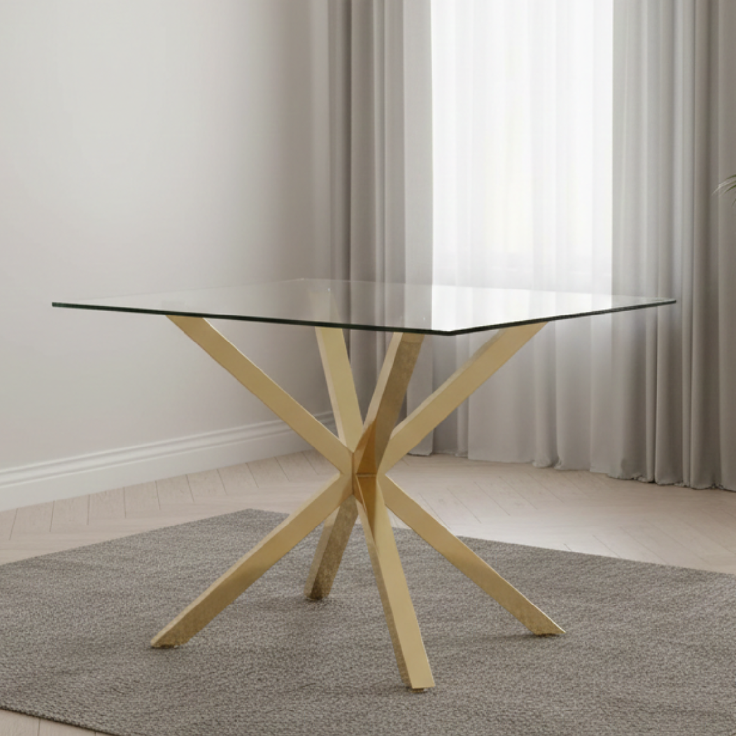 Mesa Madrid Gold Cuadrada de Vidrio 100cm 2