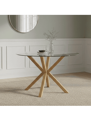 Mesa Madrid Redonda Gold 100cm Vidrio