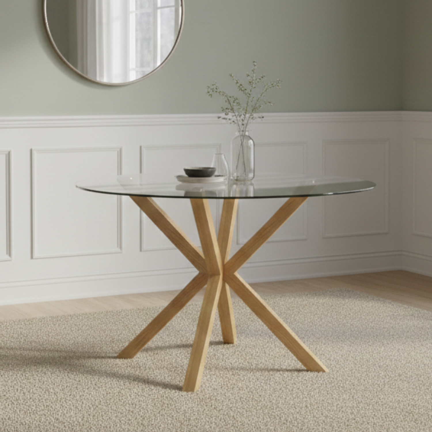 Mesa Madrid Redonda Gold 100cm Vidrio 1