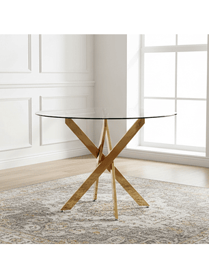 Mesa Redonda Dubái Gold Vidrio 120 cm