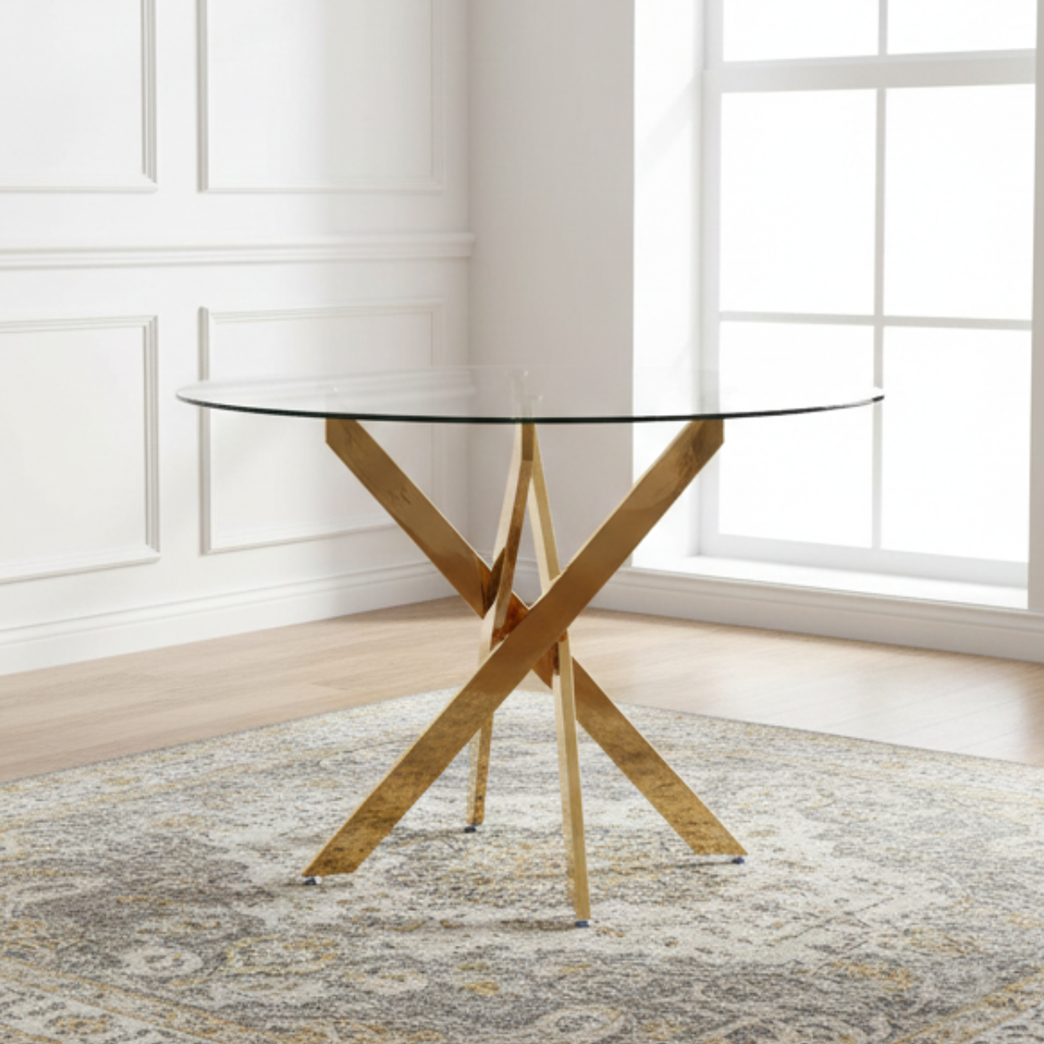 Mesa Redonda Dubái Gold Vidrio 120 cm 1