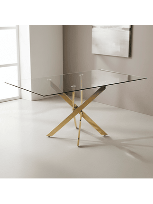 Mesa Dubai Gold Rectangular de Vidrio 120 cm