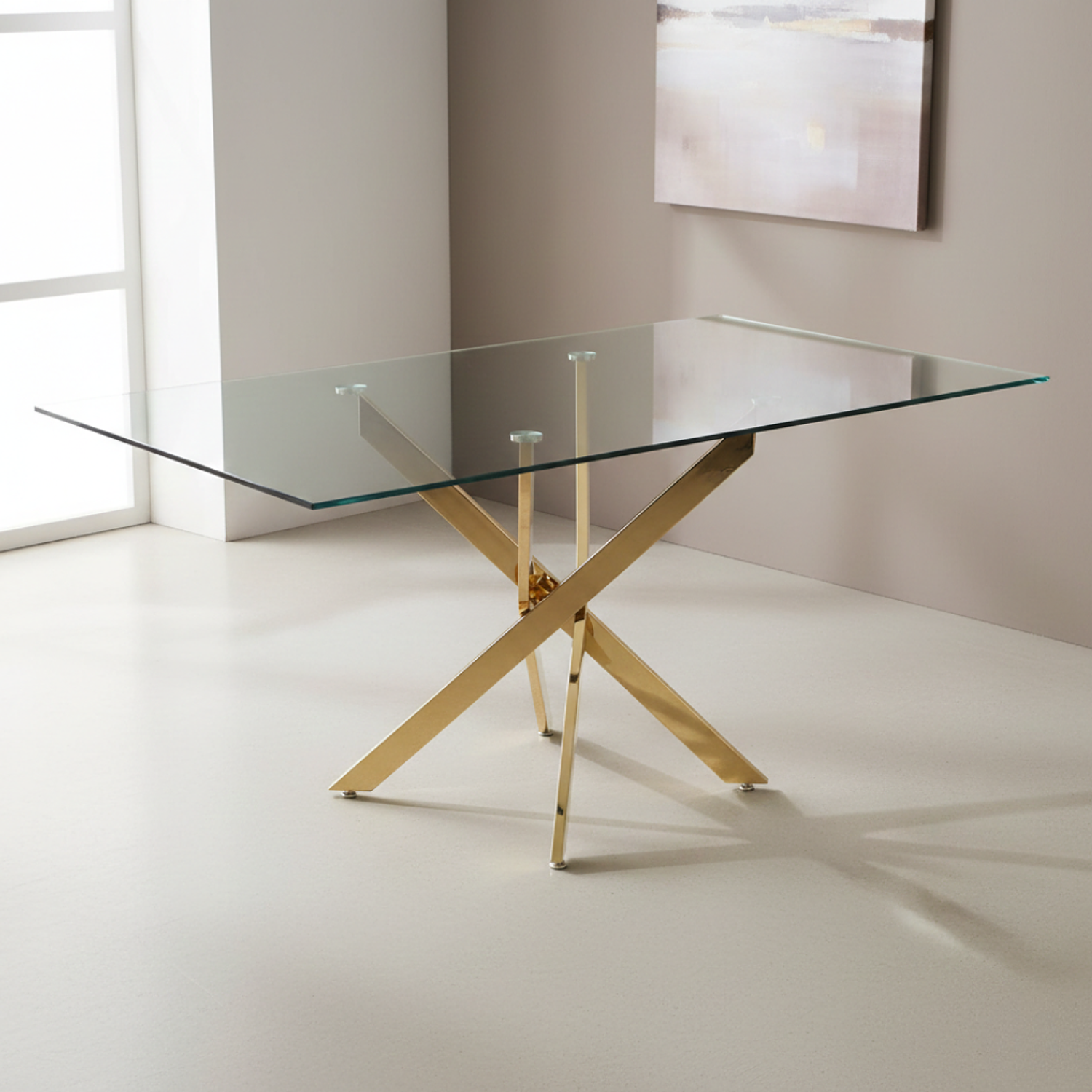 Mesa Dubai Gold Rectangular de Vidrio 120 cm 1