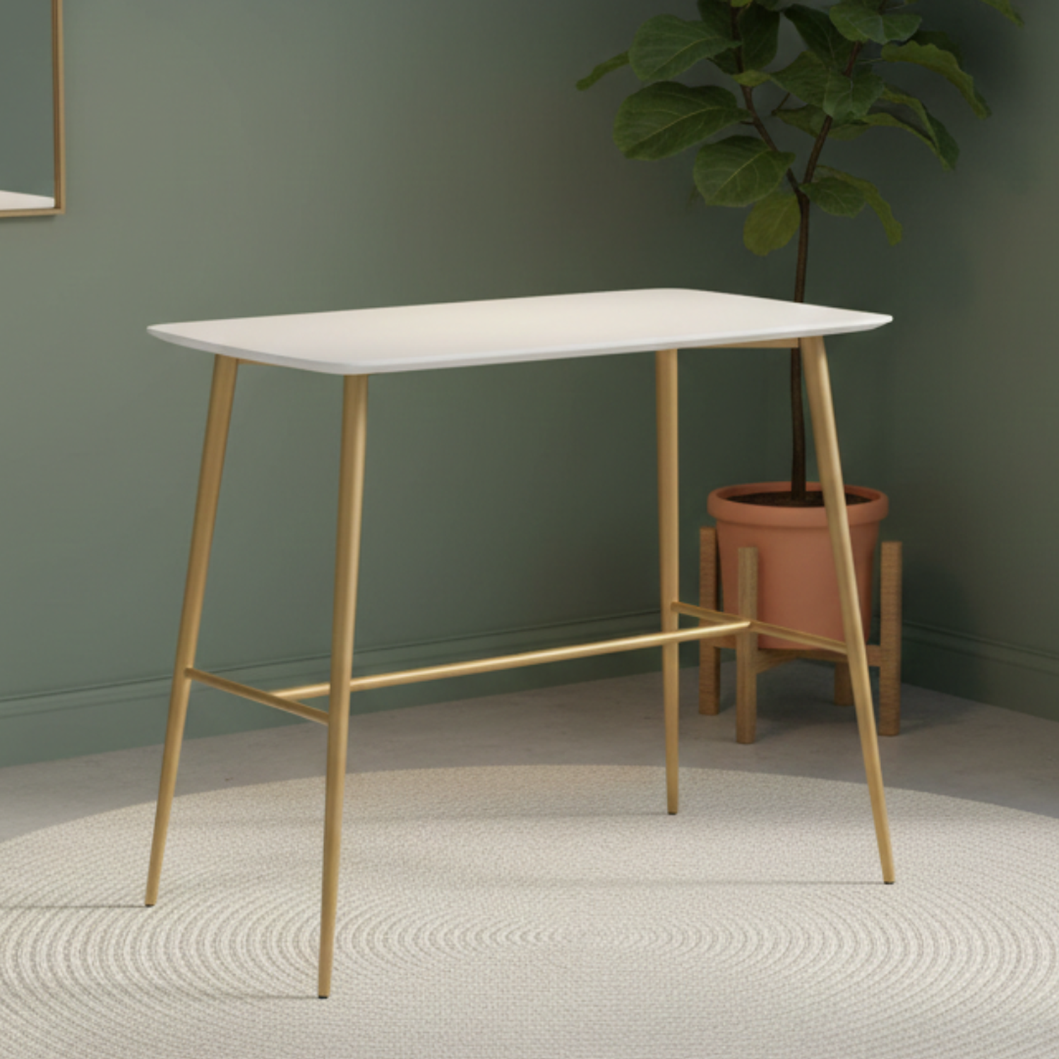 Mesa Bar Rectangular Cubierta Blanca 8