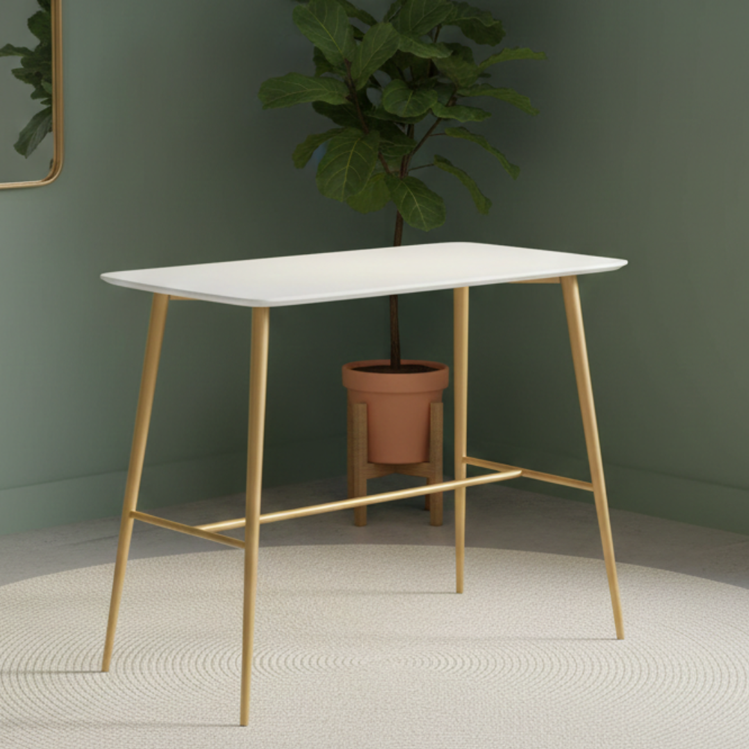 Mesa Bar Rectangular Cubierta Blanca 7