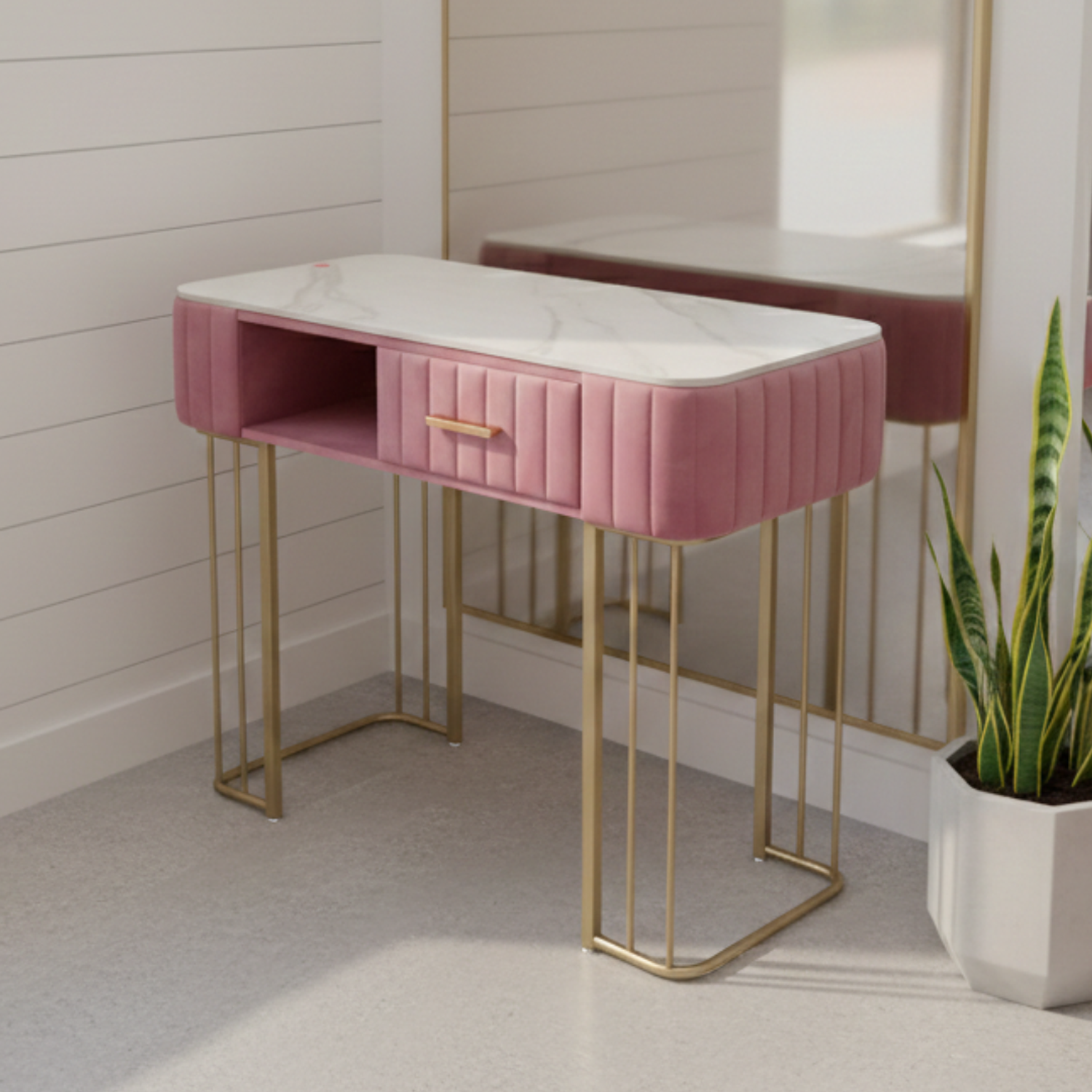 Mesa de Manicure Salón de Estética Cubierta De Piedra Sinterizada 1