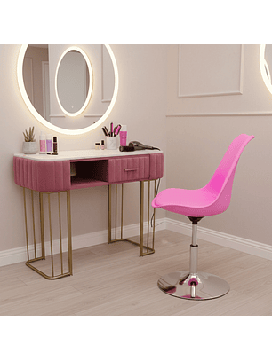 Set de Salón de Belleza Para Manicure Mesa Efecto Mármol y Silla Tulip