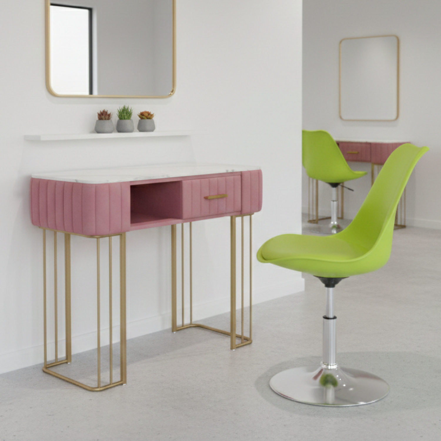 Set de Salón de Belleza Para Manicure Mesa Efecto Mármol y Silla Tulip 3