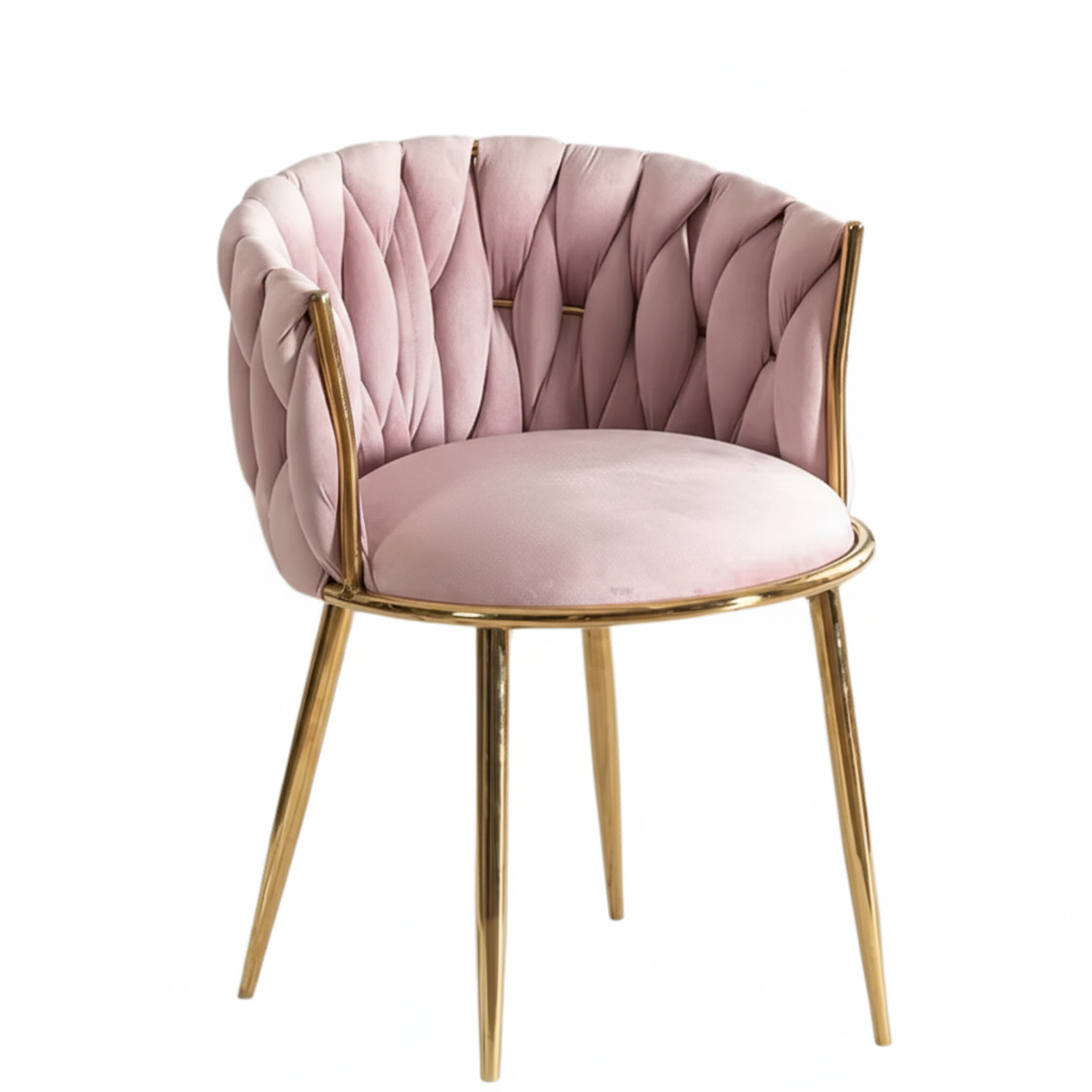 Set de Manicura Velvet Rosado con Silla Tapizada y Mesa con Cajón Velvet Blush Gold 3