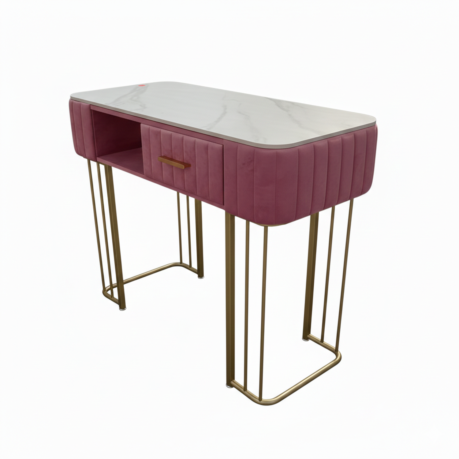 Set de Para Manicure Mesa de Piedra Sinterizada y Silla Velvet Patas Doradas 4