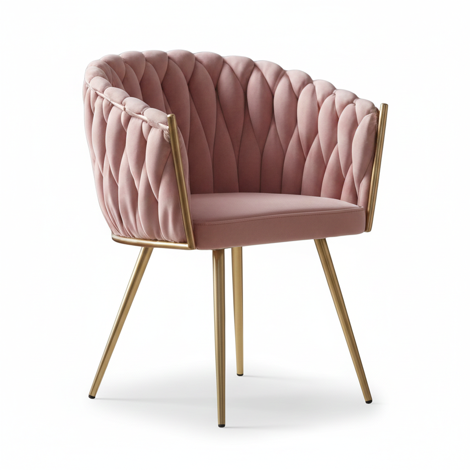 Set de Manicura Mesa de Piedra Sinterizada y Silla Tejida Patas Doradas  3