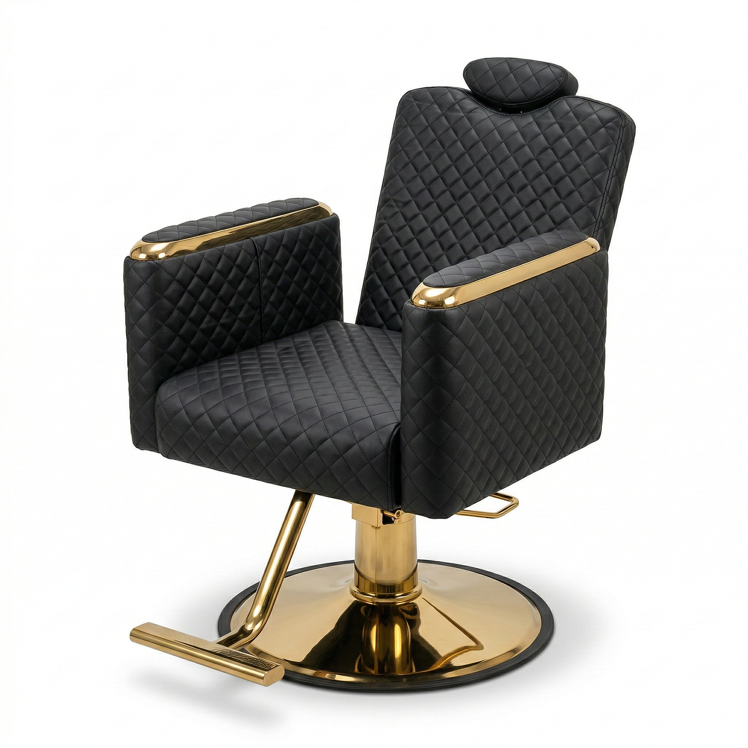 Silla de Peluquería Profesional Reclinable Negra con Base Hidráulica Dorada | Legado Dorado – DHANI Store 2