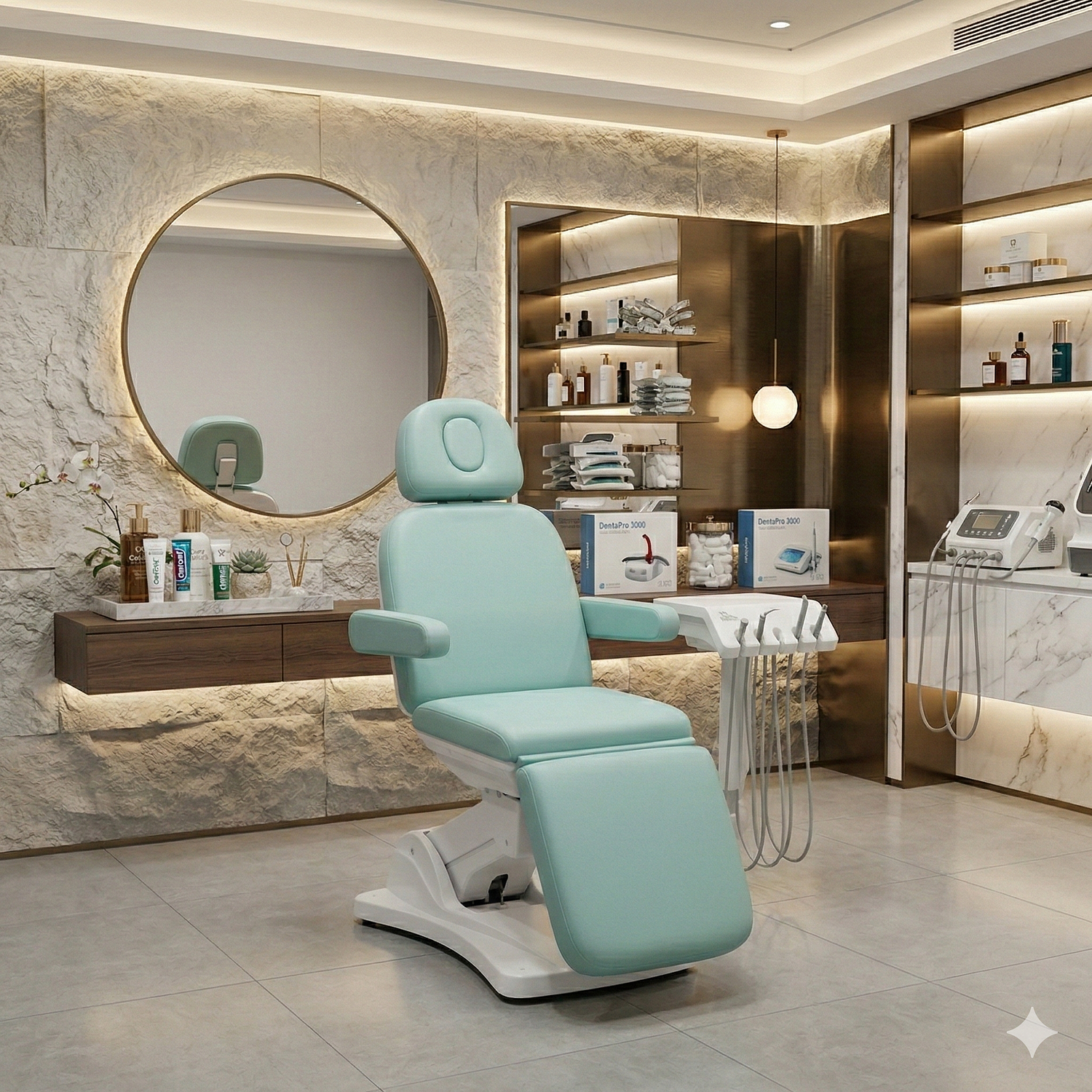 Sillón Cosmetologico y Camilla Eléctrica para Estética  Ajustable Verde Menta Profesional 4