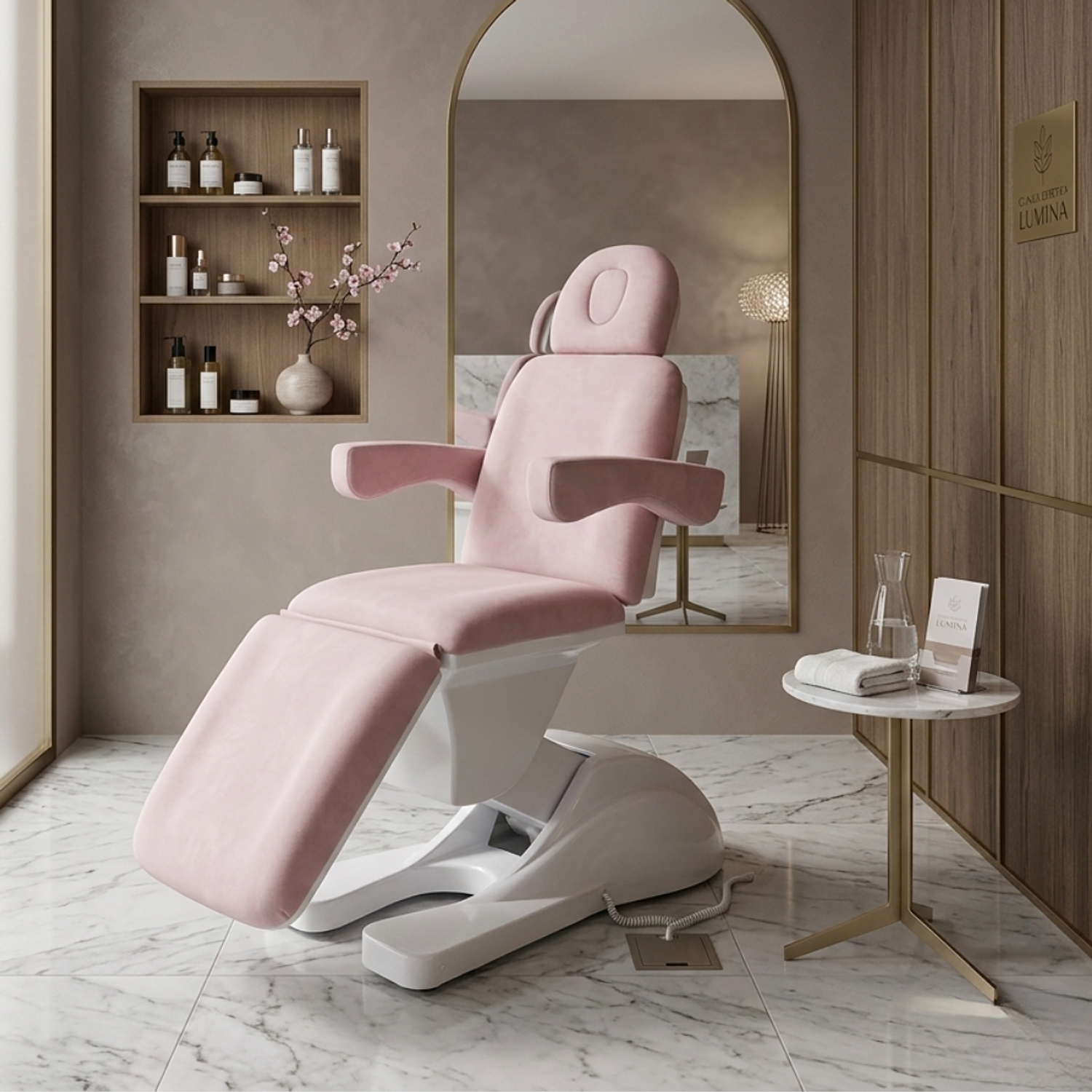 Sillón Cosmetologico y Camilla Eléctrica para Estética  Ajustable Palo Rosa Profesional 1