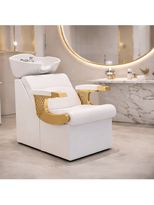 Lavapelo Profesional para Peluquería  Blanco con Detalles Dorado| DHANI Store Dinasty