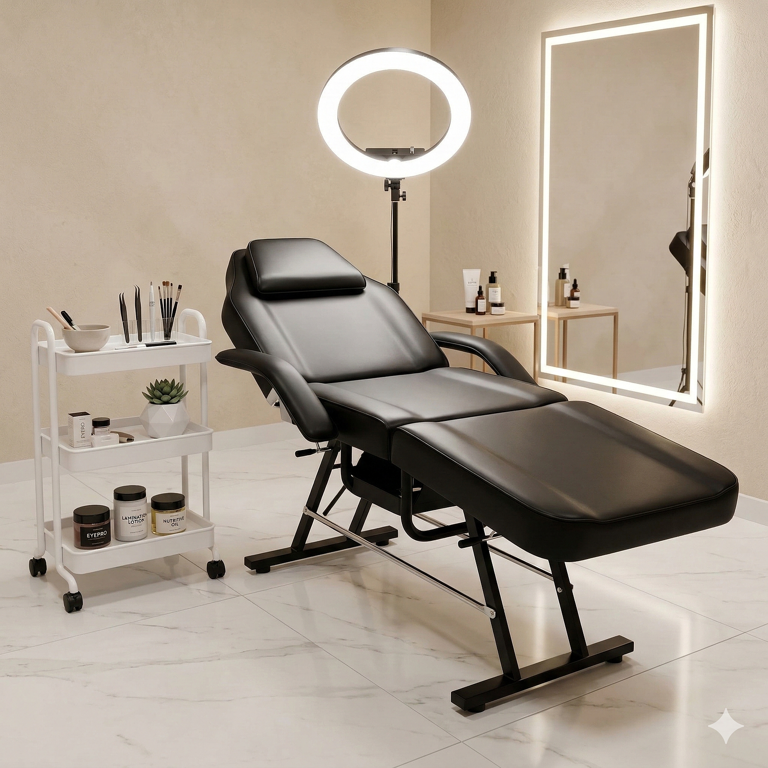 Camilla Estética Profesional Reclinable Negra para Pestañas, Cejas y Cosmetología | Oníx Negra | Dhani 5