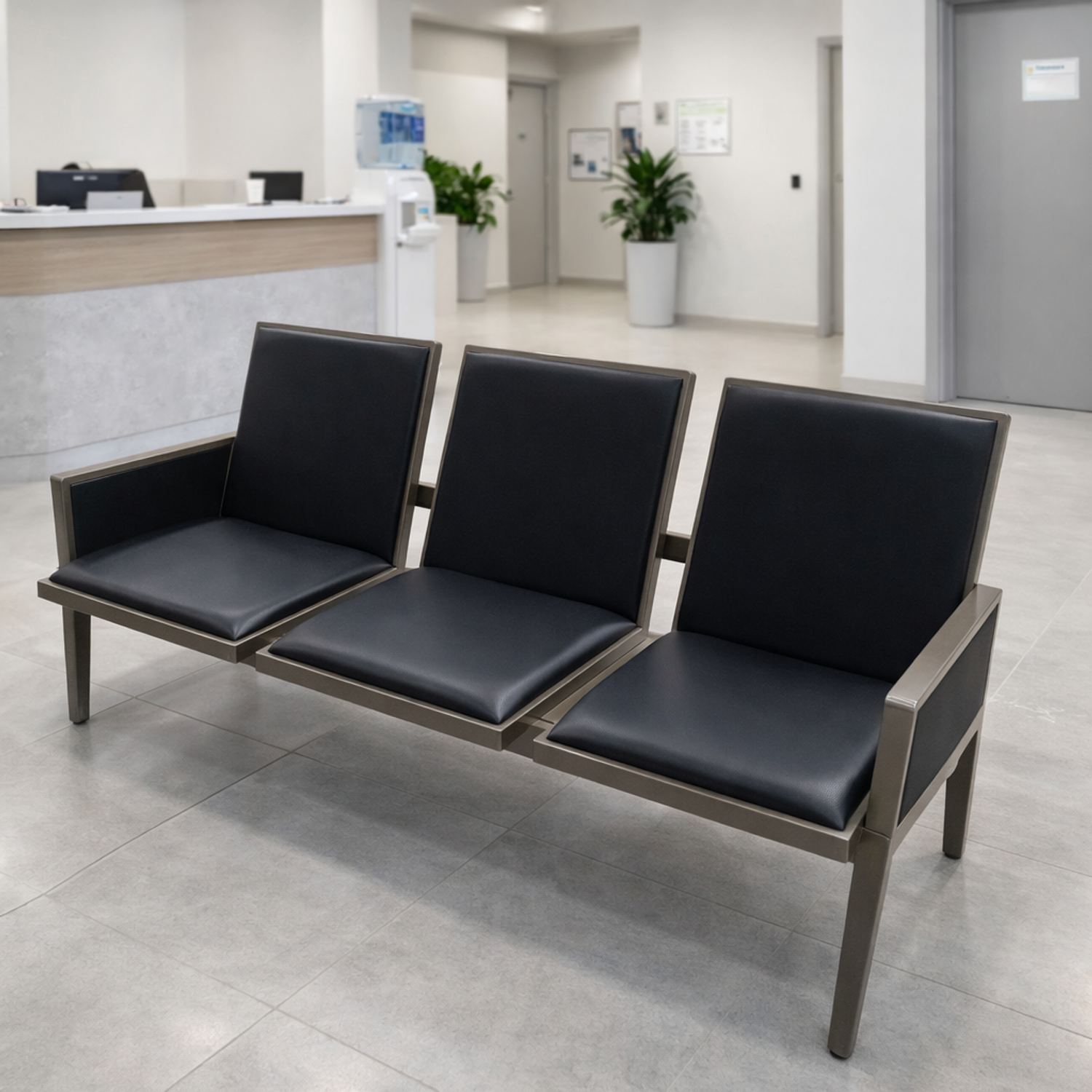 Banca de Espera 3 Puestos para Clínica, Hospital y Oficina | Asientos Acolchados de Alta Resistencia 4