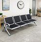 Banca de Espera Metálica de 4 Puestos con Asientos Acolchados Negra para Clínica u Oficina - Miniatura 3