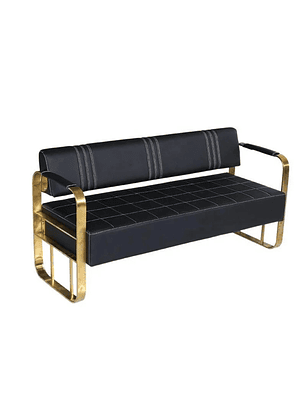 Banca de Espera Moderna Negra con Estructura Dorada para Clínica Oficina y Sala de Espera