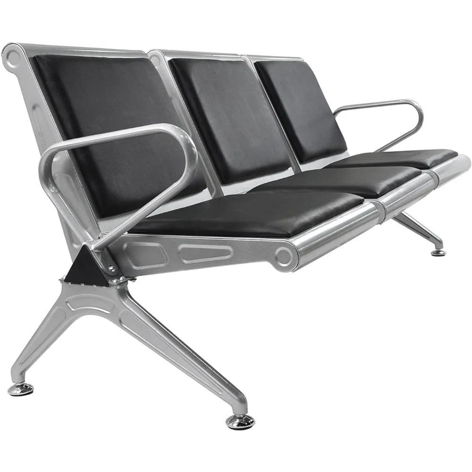 Banca de Espera de 3 Plazas con Asiento Acolchado y Estructura Metálica 1