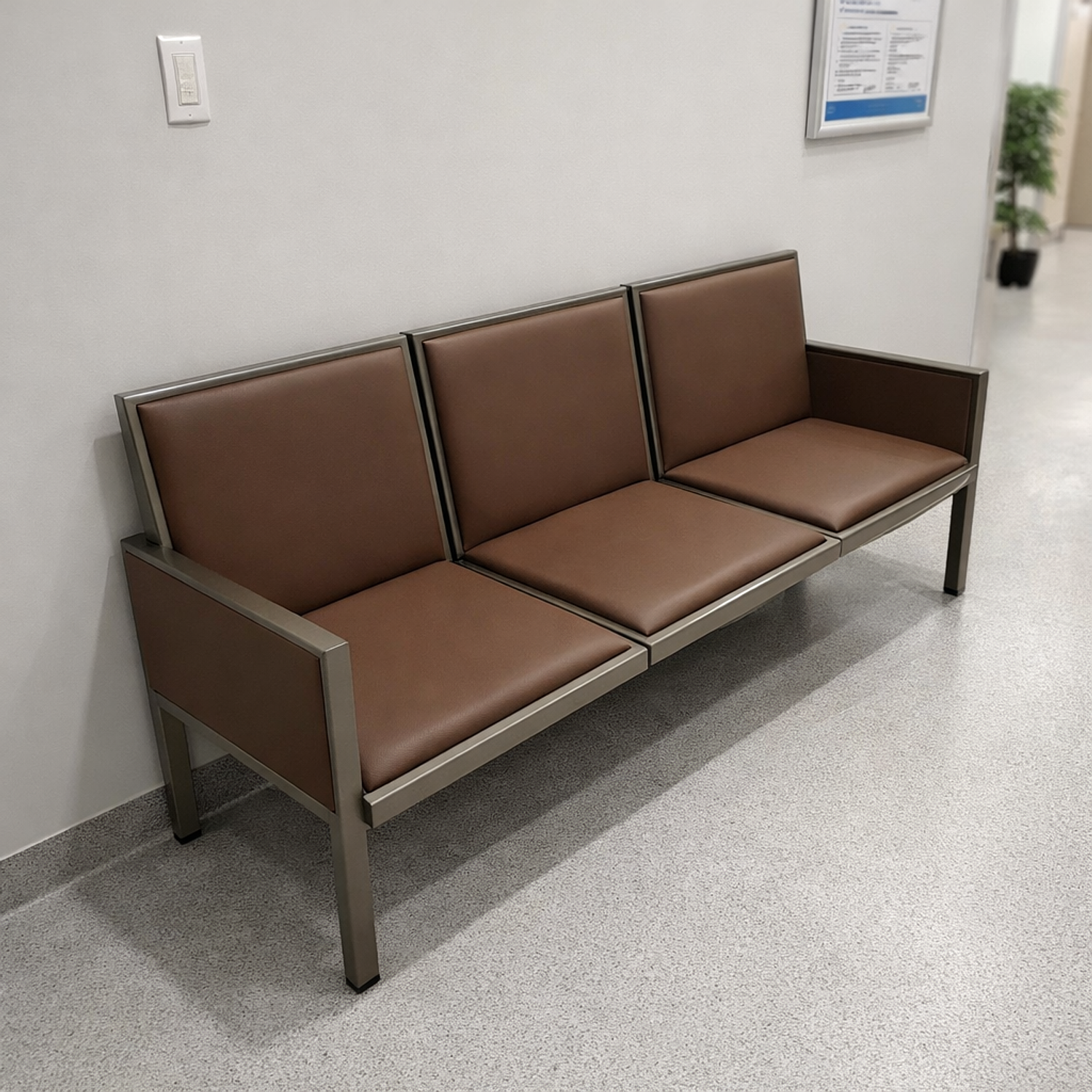 Banca de Espera 3 Puestos para Clínica, Hospital y Oficina | Asientos Acolchados de Alta Resistencia 6