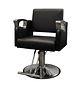 Sillón de Barbería Profesional Negro Hidráulico con Base Cromada y Reposapiés - Miniatura 2