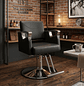 Sillón de Barbería Profesional Negro Hidráulico con Base Cromada y Reposapiés - Miniatura 4