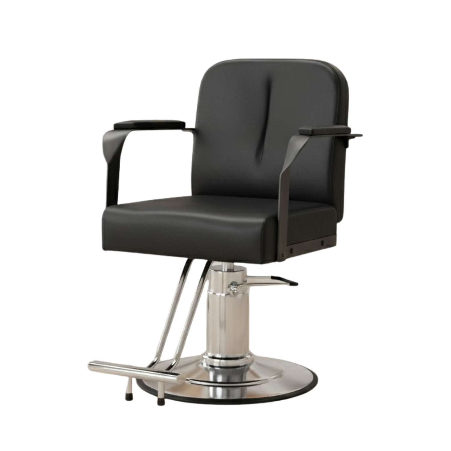 Sillón de Barbería Profesional Negro con Base Hidráulica Cromada y Reposapiés 2