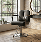 Sillón de Barbería Profesional Negro con Base Hidráulica Cromada y Reposapiés - Miniatura 3