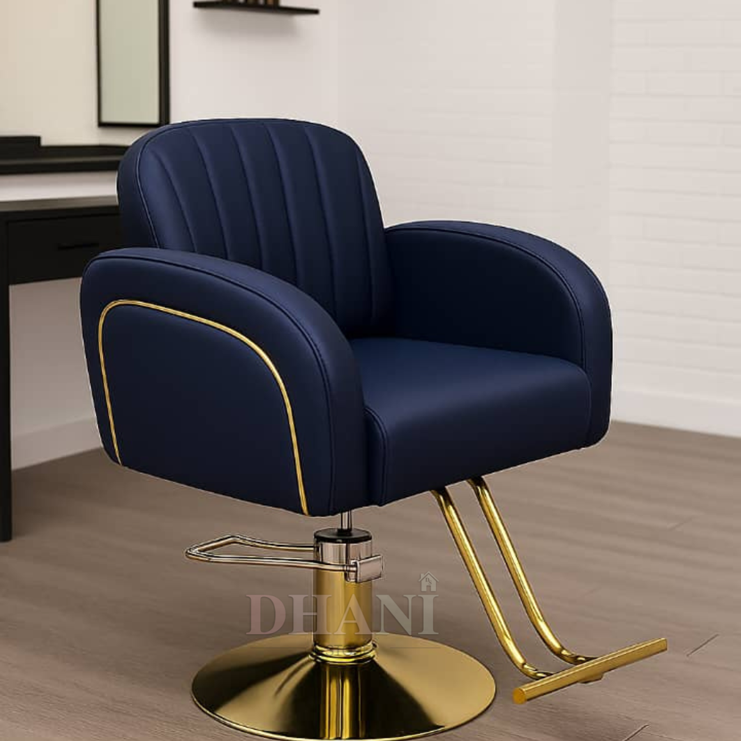 Sillón de Barbería Hidráulico para Barbería y Peluquería Imperial Gold Blue 1