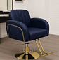 Sillón de Barbería Hidráulico para Barbería y Peluquería Imperial Gold Blue - Miniatura 1