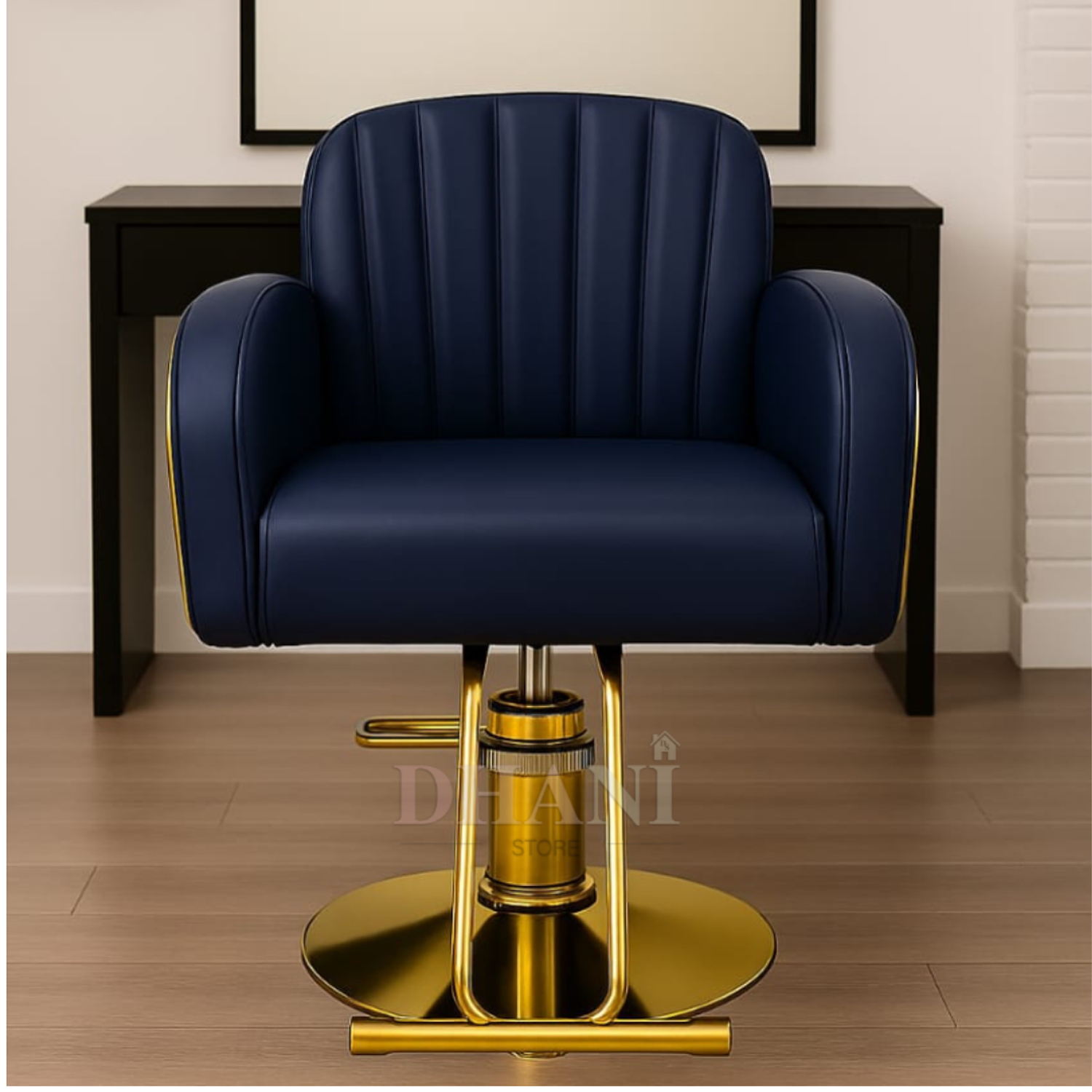 Sillón de Barbería Hidráulico para Barbería y Peluquería Imperial Gold Blue 2
