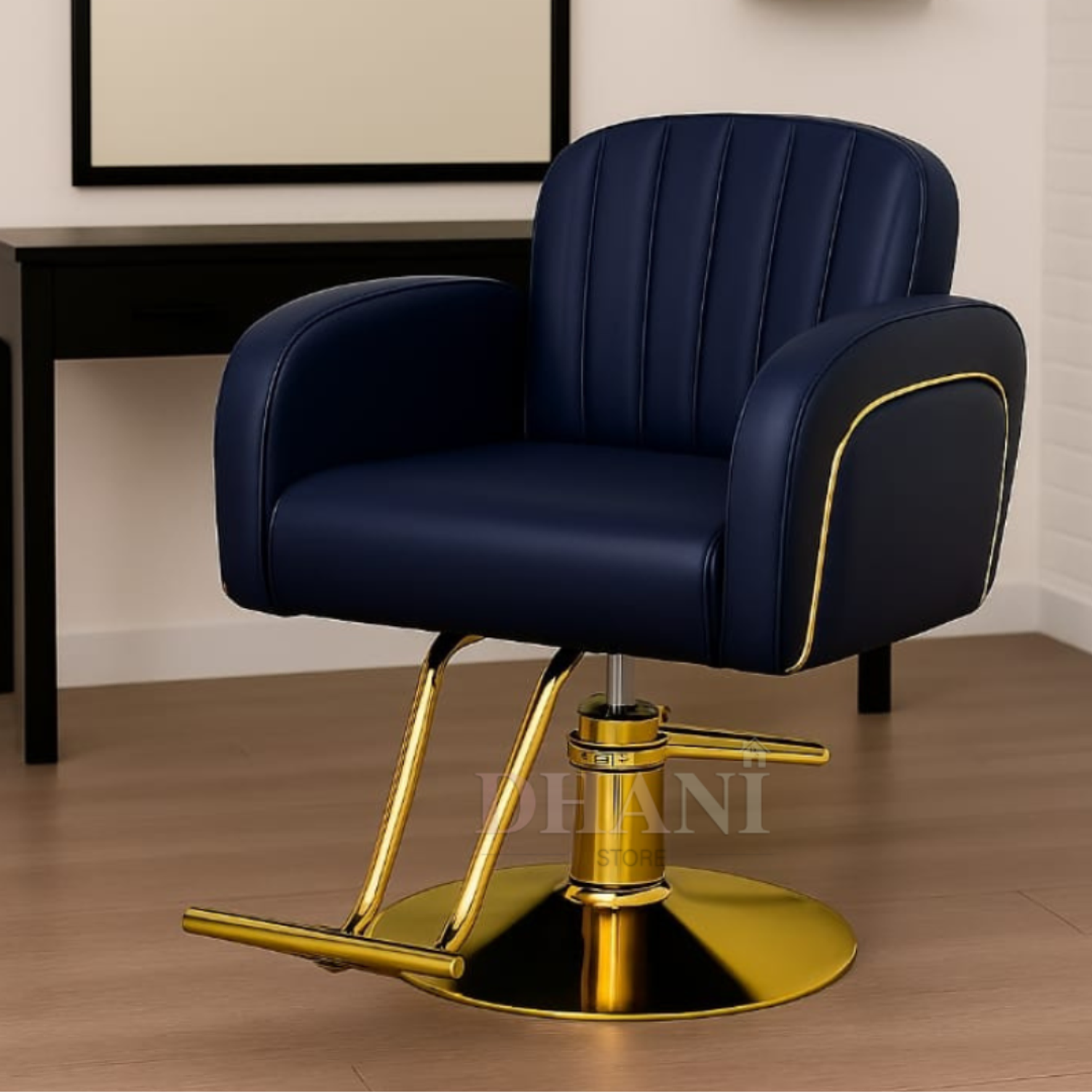 Sillón de Barbería Hidráulico para Barbería y Peluquería Imperial Gold Blue 4