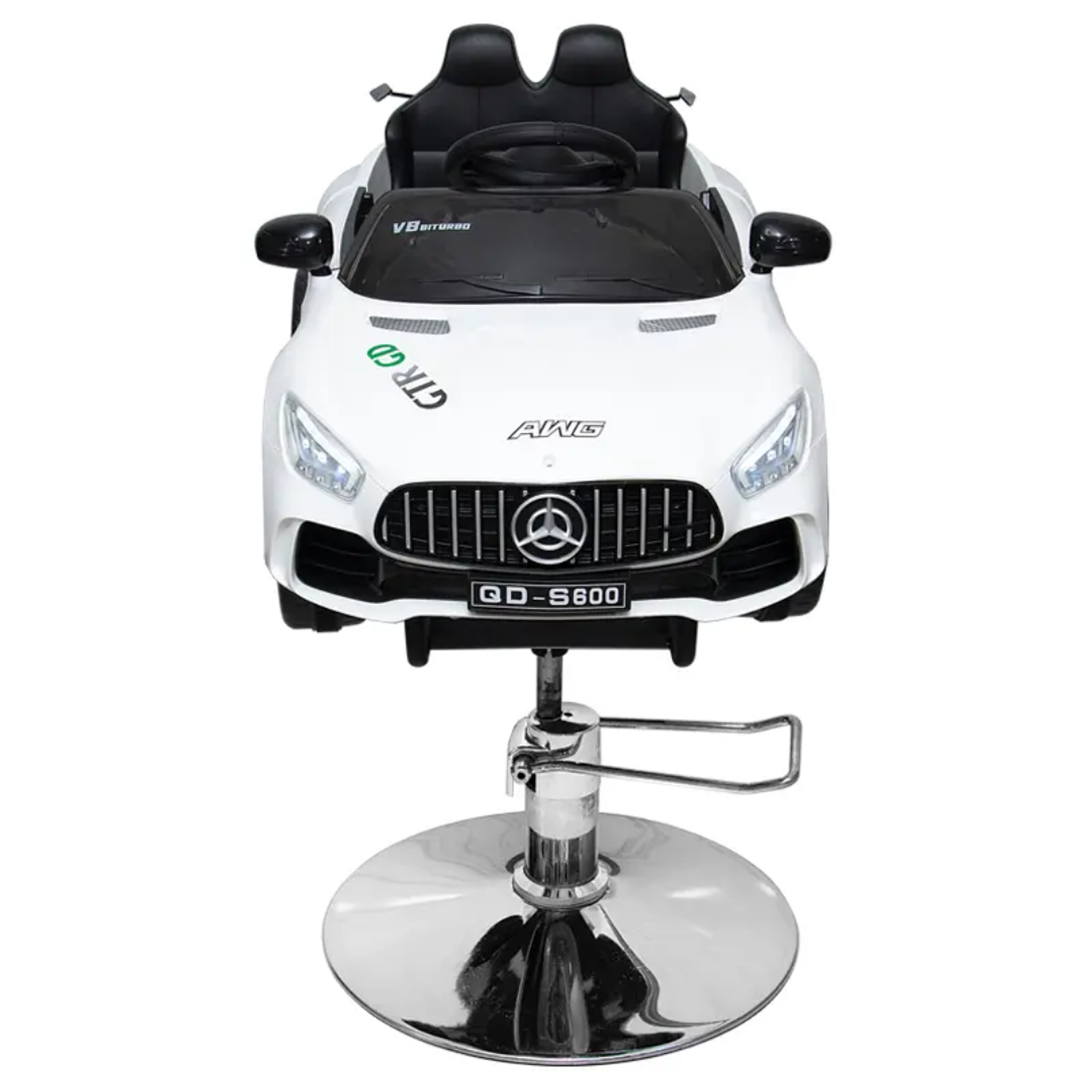 Silla para Barberia de Niños Auto Mercedes Blanco 3