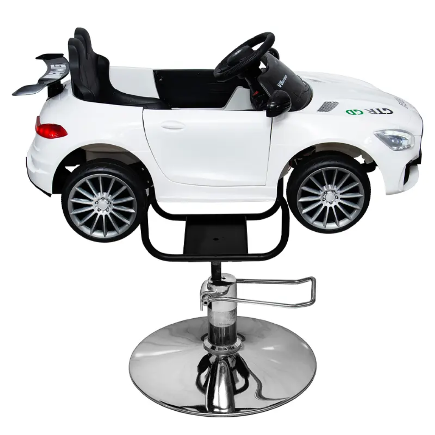 Silla para Barberia de Niños Auto Mercedes Blanco 4