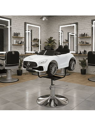 Silla para Barberia de Niños Auto Mercedes Blanco