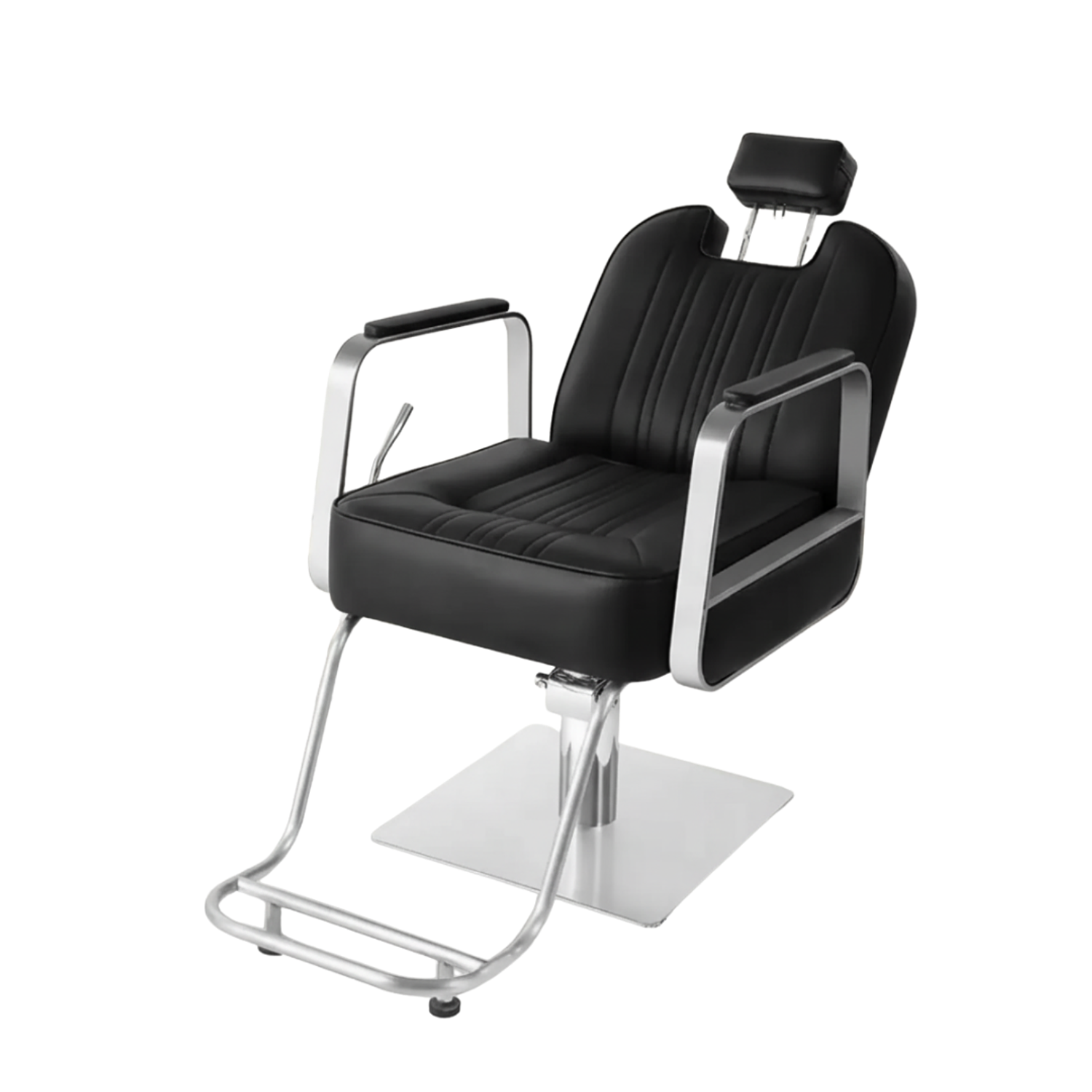 Sillón de Barbería Profesional Hidráulico Negro con Apoyapiés y Base Metálica Line Pro 2
