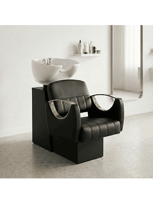 Lavapelo Profesional para Peluquería con Taza de Cerámica Blanca y Detalles Dorados – Ébano Dorado Pro | DHANI Store