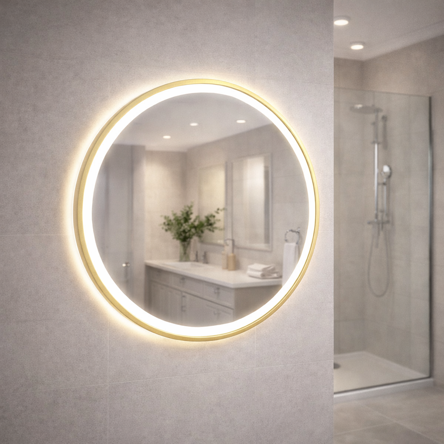 Espejo con Luz Led Redondo LED de 60 cm con Iluminación de Tres Tonos 8