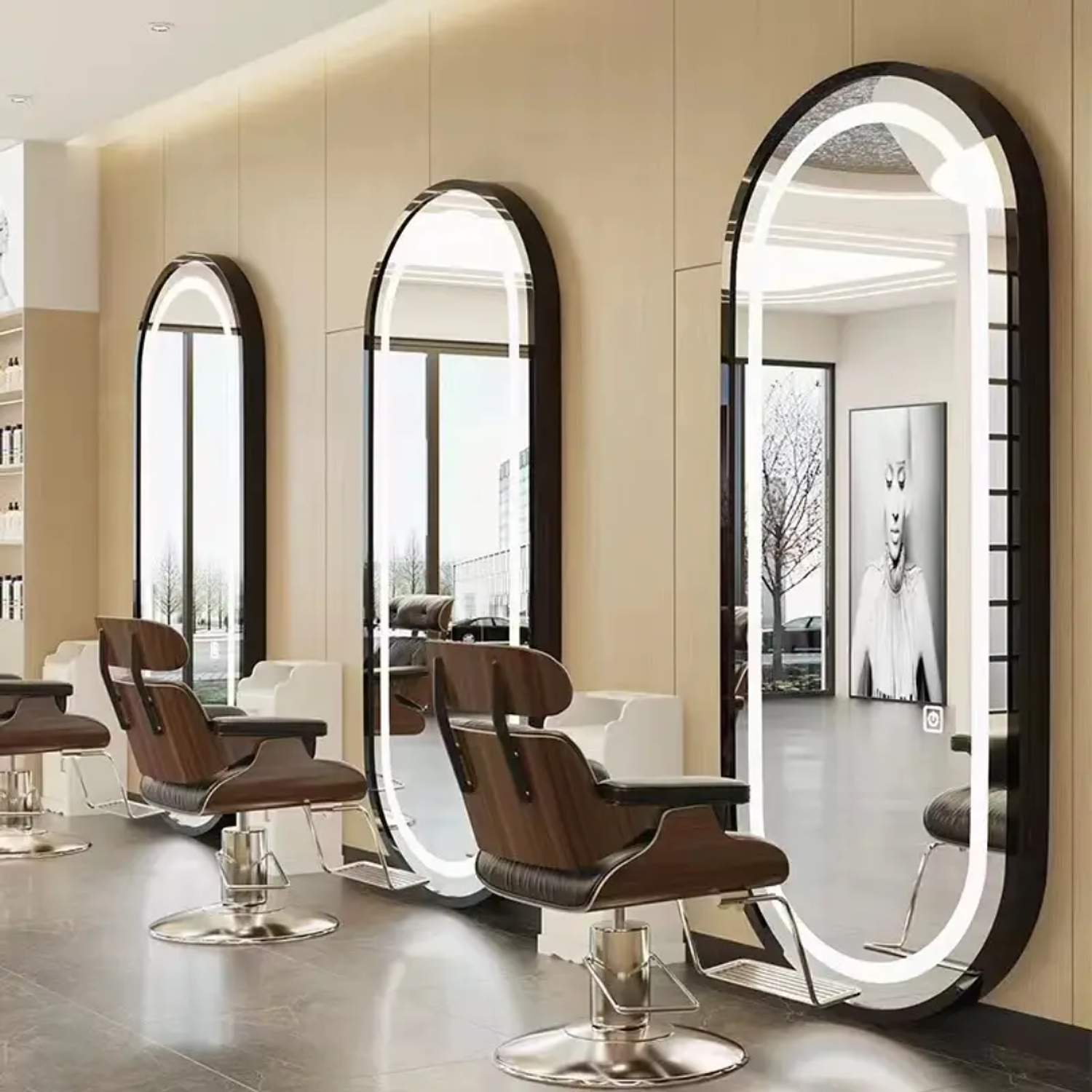 Espejo Luz LED Ovalado Profesional Peluquería y Barbería 170x70 cm 1