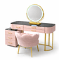 Tocador LED con Espejo Touch, Parlante Bluetooth y Carga Inalámbrica + Silla | Rosado - Miniatura 4