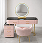 Tocador LED con Espejo Touch, Parlante Bluetooth y Carga Inalámbrica + Silla | Rosado - Miniatura 1