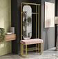Perchero Dorado Recibidor con Espejo y Banco Tapizado Aurora - Miniatura 5