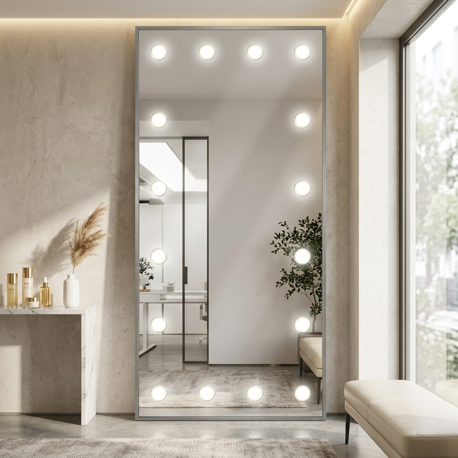 Espejo Camerino de Cuerpo Completo con Luces LED para Maquillaje y Salón de Belleza 170x70 cm 4