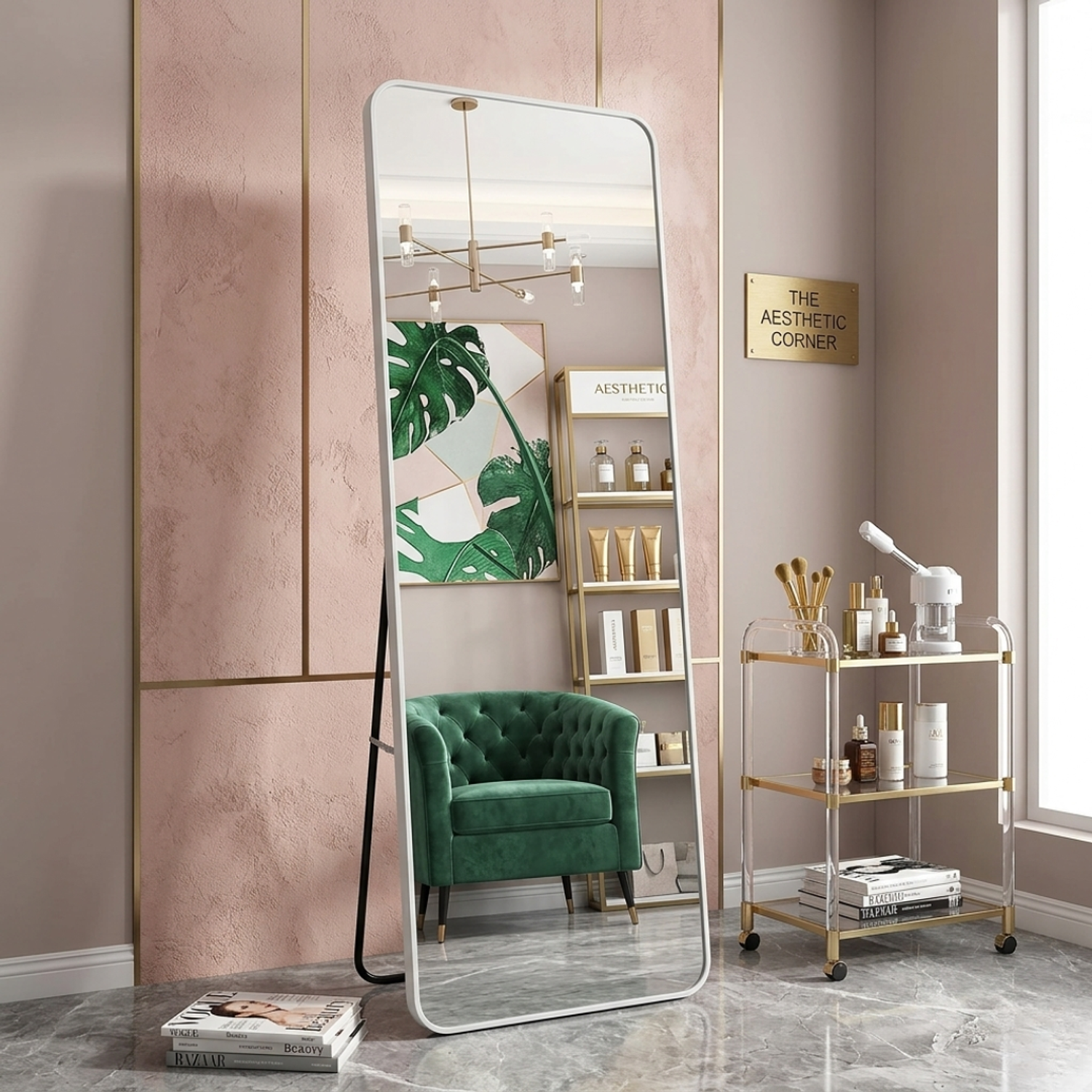 Espejo Moderno de Piso y Pared Rectangular con Marco Metálico 160 x 50 cm Aurora Frame 5