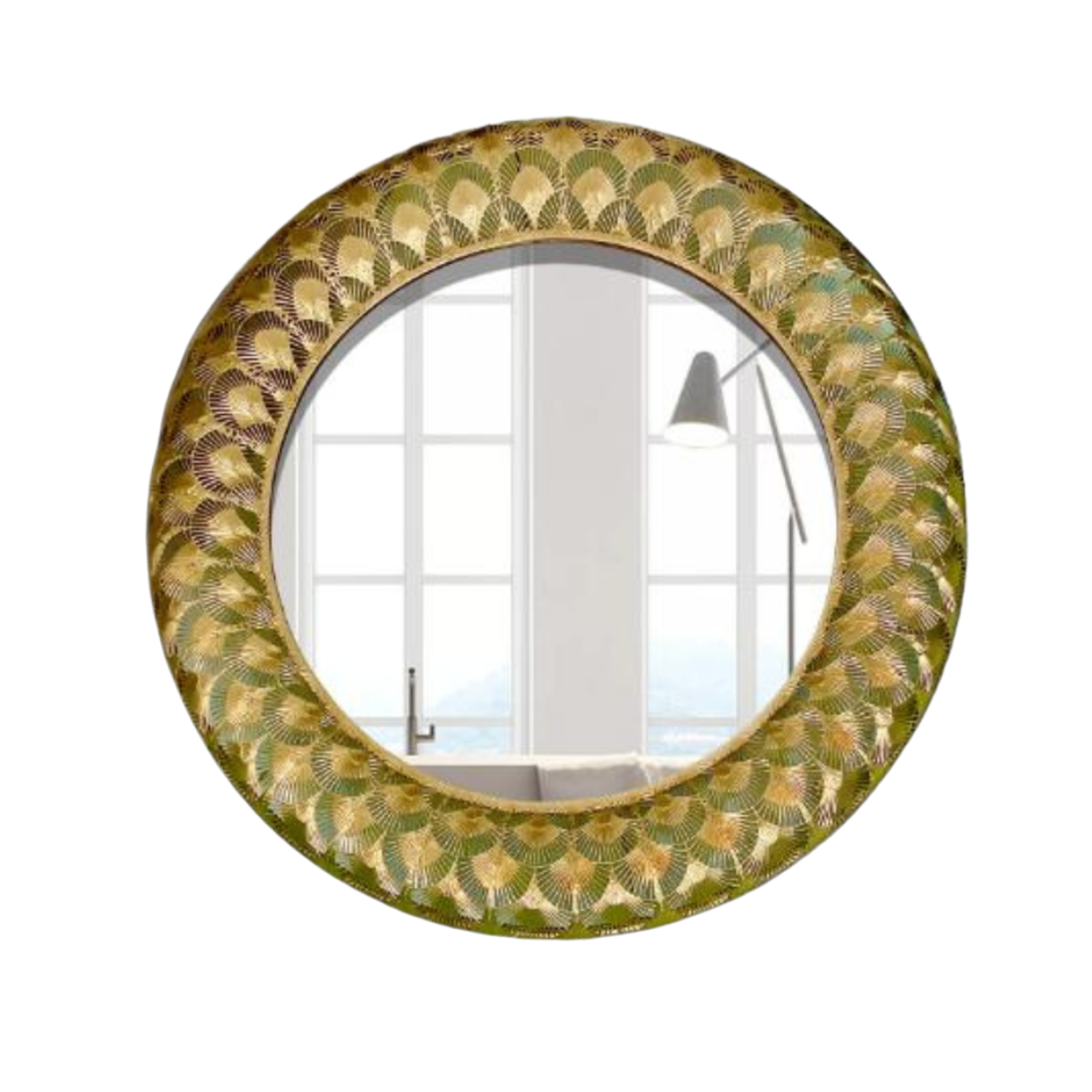 Espejo de Pared Decorativo Redondo Dorado Vintage Aurelia 2