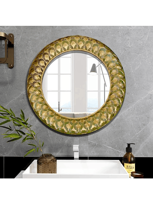 Espejo de Pared Decorativo Redondo Dorado Vintage Aurelia