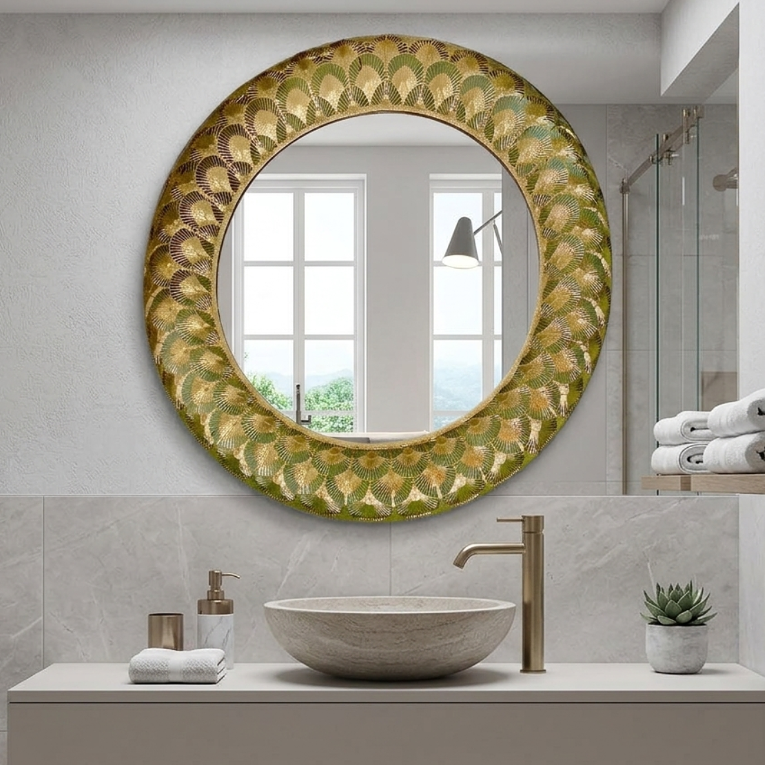 Espejo de Pared Decorativo Redondo Dorado Vintage Aurelia 3