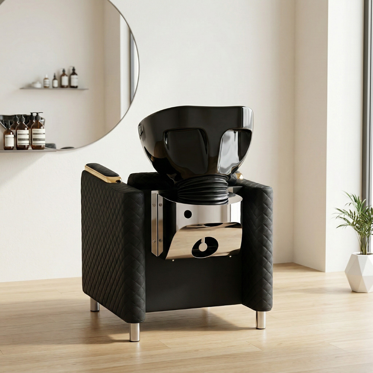 Lavapelo Profesional para Peluquería con taza de Cerámica y Detalles Dorados | DHANI Store Legado Dorado 5